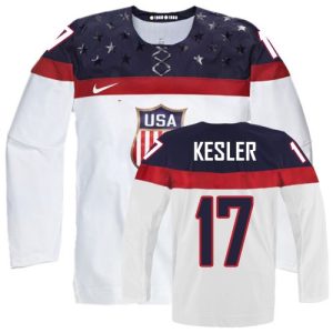 Olympic Hockey Ryan Kesler Authentic Herren Weiß – Team USA #17 Heim 2014